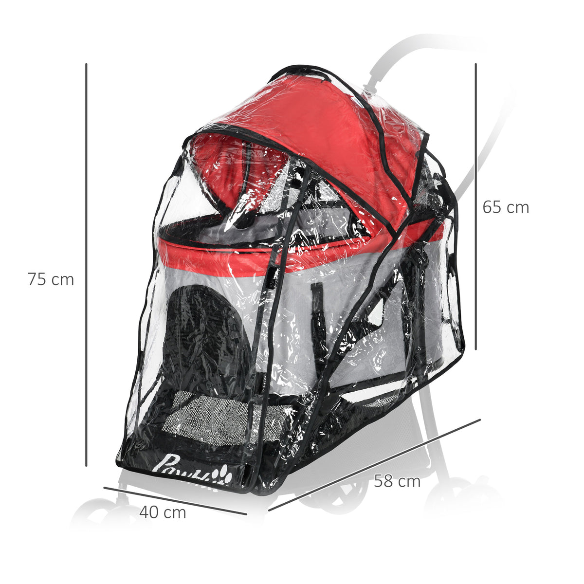 Rain Cover for Dog Pram Stroller, with Front and Rear Entry