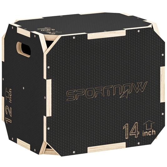 Non-Slip Plyo Box, Corner-free Wooden Jump Box, 16.1 x14.2"x12.2"