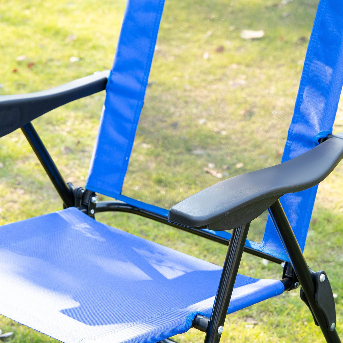 Folding Garden Chairs Set of 2, 5-Position Recliner Camping Chair with High Back, All Weather Texteline Seat, Portable Outdoor Dining Chairs with Headrests for Patio, Picnic