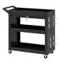 Tool Cart with Lockable Wheels, Rolling Workshop Cart with 3-Tier Trays, Drawer, Pegboards, Black