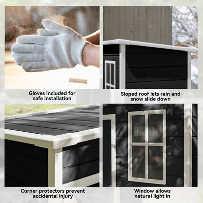 5' x 3' Garden Shed with Floor, Outdoor Storage Shed with Lockable Door, Window and Vent