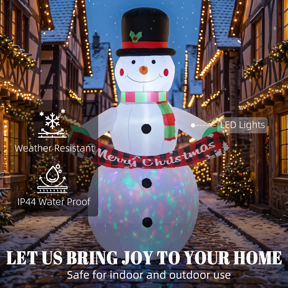 Inflatable Christmas Decoration, 6.7FT Christmas Inflatable Snowman with Colourful LED Light