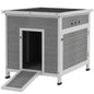Wooden Duck House with Ramp, Double Doors, Openable Asphalt Roof, Ventilation Holes, Removable Base, Light Grey