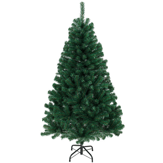 5ft Artificial Christmas Tree, Fir Hinged Xmas Tree with 420 Branch Tips, Foldable Steel Stand, Green