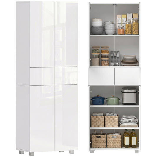 Storage Cabinet, Kitchen Cupboard with 3 Adjustable Shelves, 60L x 35W x 170H cm
