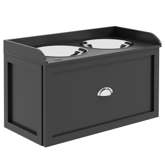 Stainless Steel Raised Dog Bowls, with 21L Storage Drawer for Large Dogs and Cats