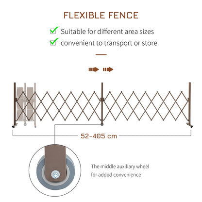 Expanding Trellis Fence Freestanding Movable Fence Foldable Garden Screen Panel Aluminium, 405cm x 103.5cm, Dark Brown