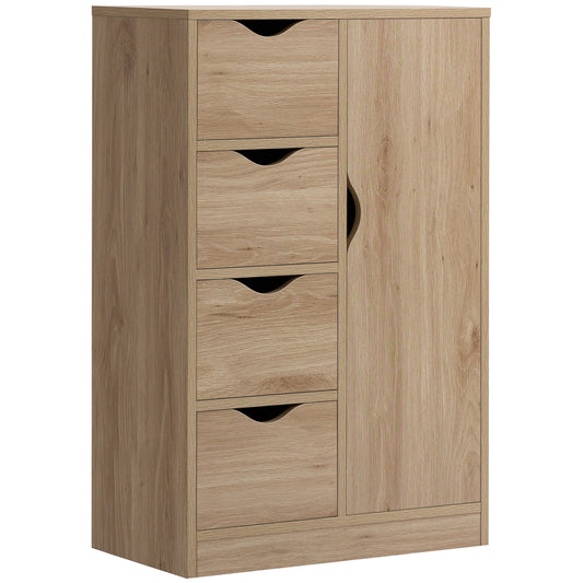Bathroom Cabinet, Freestanding Storage Cabinet with 4 Drawers, Door Cupboard for Living Room, Kitchen, Bedroom