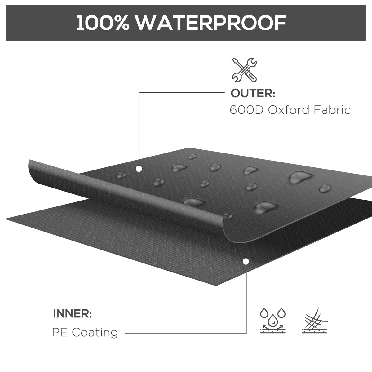 Outdoor Garden Furniture Cover Waterproof, Anti-UV 600D Heavy Duty Oxford Fabric Patio Furniture Cover for Rectangular Sofa Table Set, Black, 245 x 165 x 66 cm