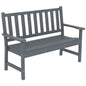2 Seater Plastic Garden Bench, Outdoor Patio Bench with Armrest and Backrest, Weatherproof Outdoor Furniture for Balcony