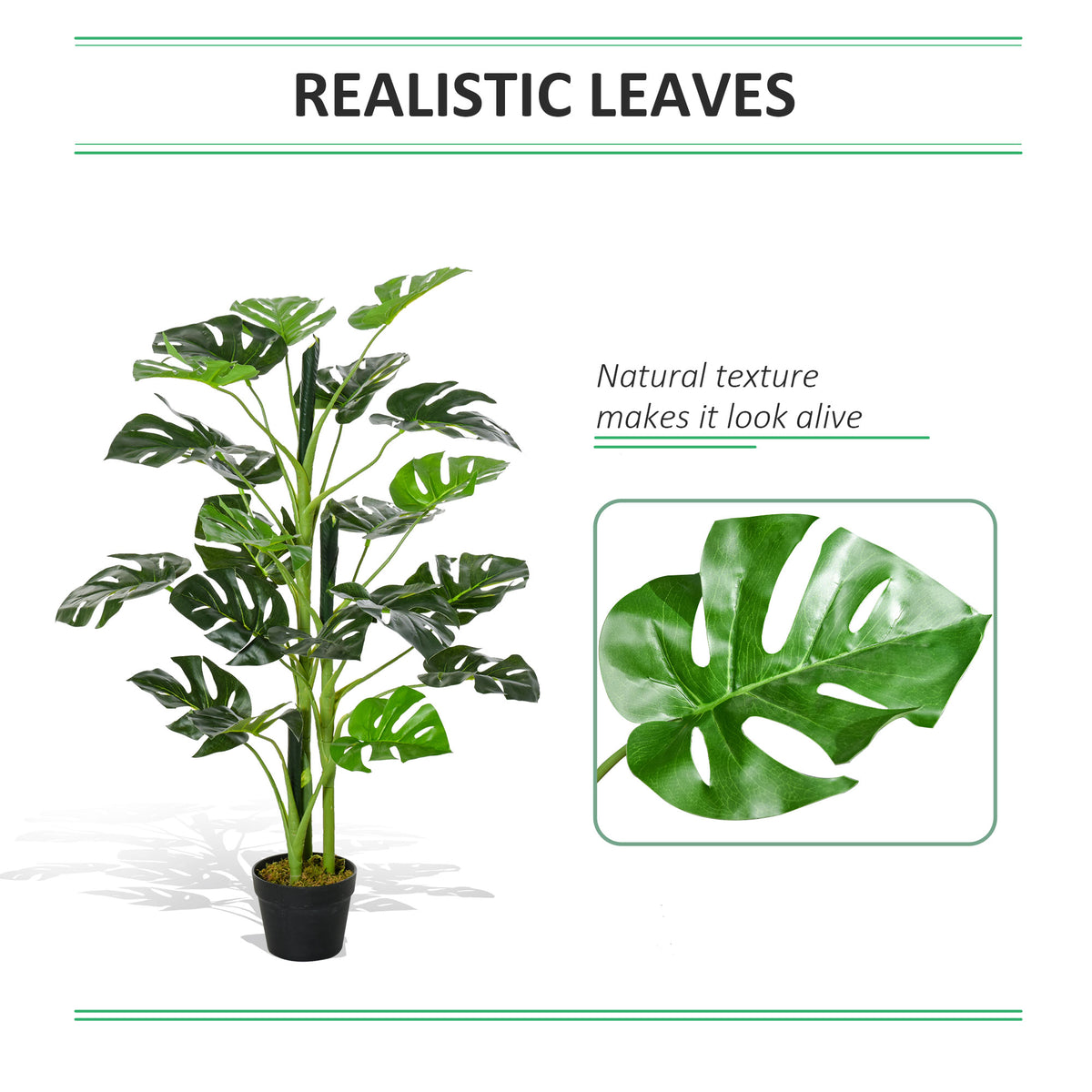 100cm/3.3FT Artificial Monstera Tree Decorative Cheese Plant 21 Leaves with Nursery Pot, Fake Tropical Palm Tree for Indoor Décor