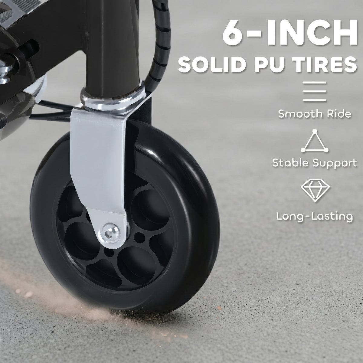 Foldable Powered Scooter with Adjustable Handle, Brake, Black