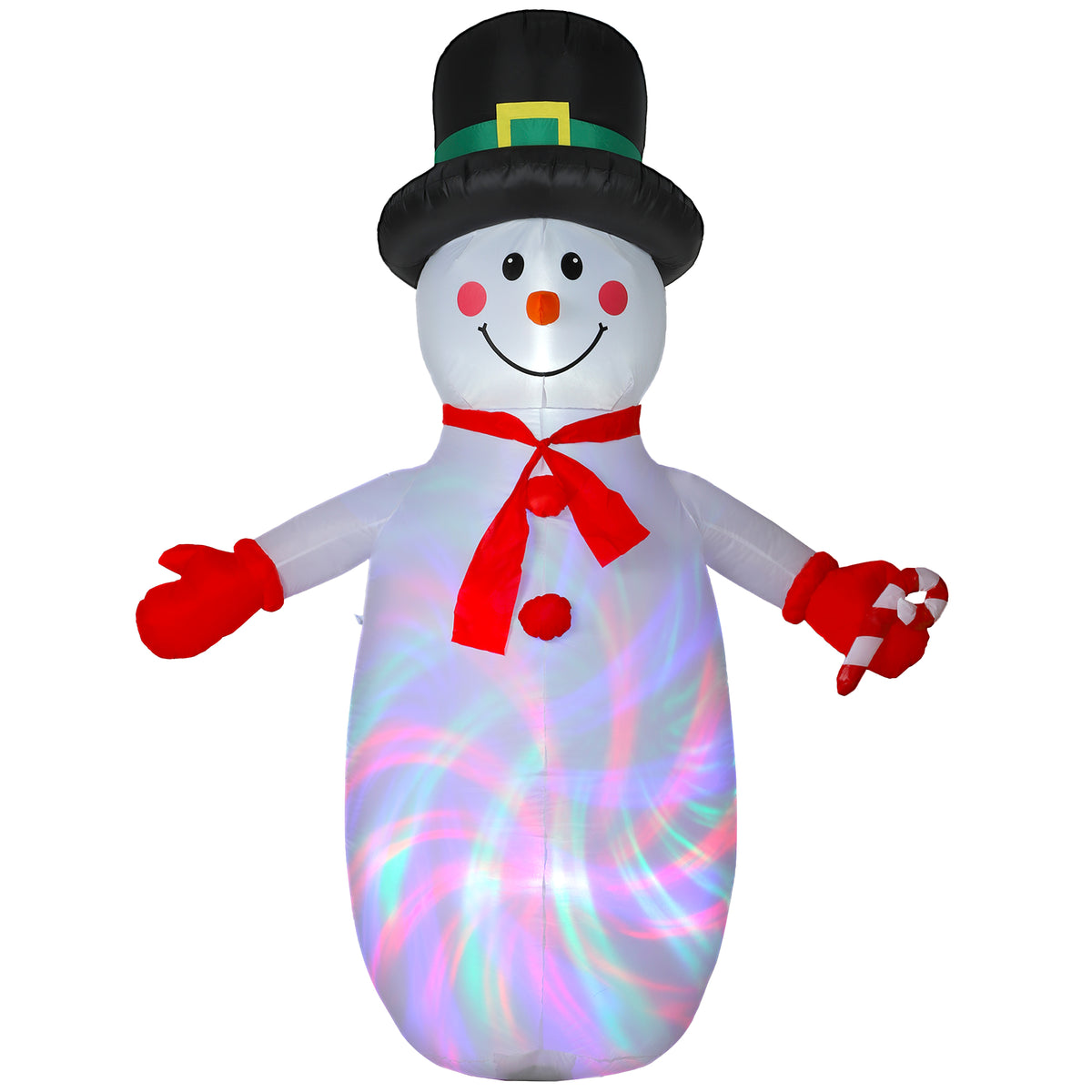 8FT Christmas Inflatable Outdoor Decoration with Dynamic Disco & LED Lights, Self-Inflating Christmas Blow Up Snowman for Garden, Indoor Outdoor Home Decor