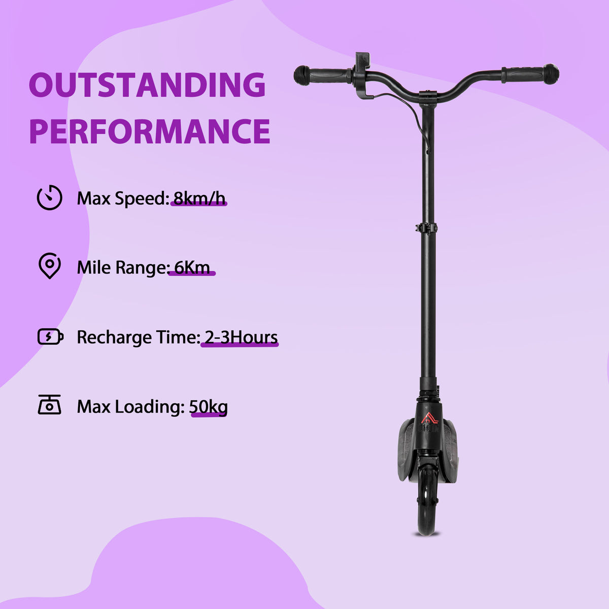 Electric Scooter, 120W Motor E-Scooter, Adjustable Height, Rear Brake for Ages 6+ Years