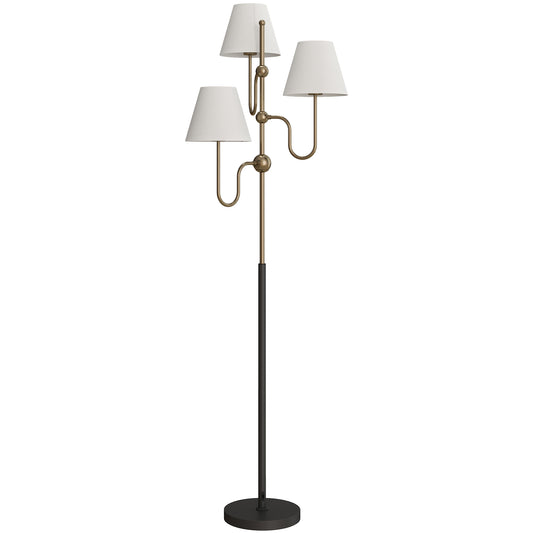 Floor Lamp, 165 cm Tall Standing Lamp with 3 Light and Foot Switch for Living Room, Bedroom, Bedside, Office, E27 Base Without Bulb (40W Max)