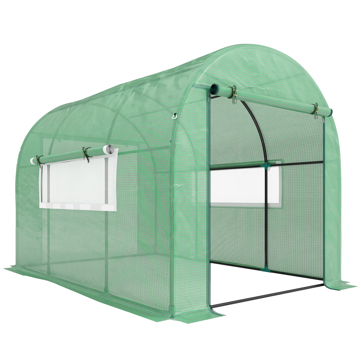 300 x 200cm Walk-In Polytunnel Greenhouse - Green