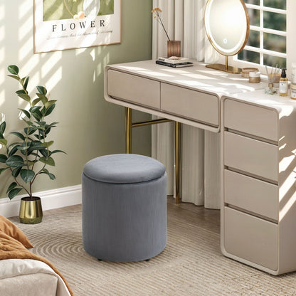 Set of Two Corduroy Storage Ottomans