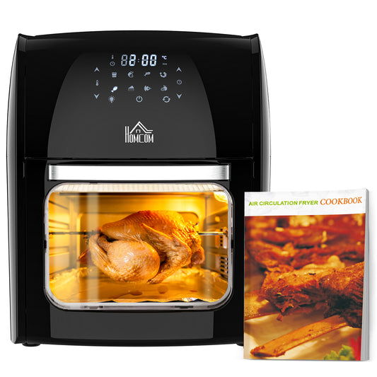 12L 8 in 1 Digital Air Fryer Oven with Roast, Bake, Dehydrate, 8 Preset Modes, Rapid Air Circulation, Timer, Inner Light, Memory Function, 1800W, Dish Wash Accessory, Black