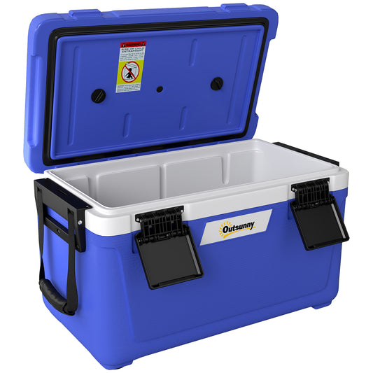 42.6L Insulated Cool Box, Lightweight Portable Ice Cooler with Handle, Lid and Drain Valve