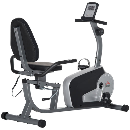 Exercise Bike with LCD Display, Stationary Bike with Quiet 8-Level Magnetic Resistance, Adjustable Seat and Backrest, Indoor Cycling Exercise Equipment for Home Gym Fitness Workout Training