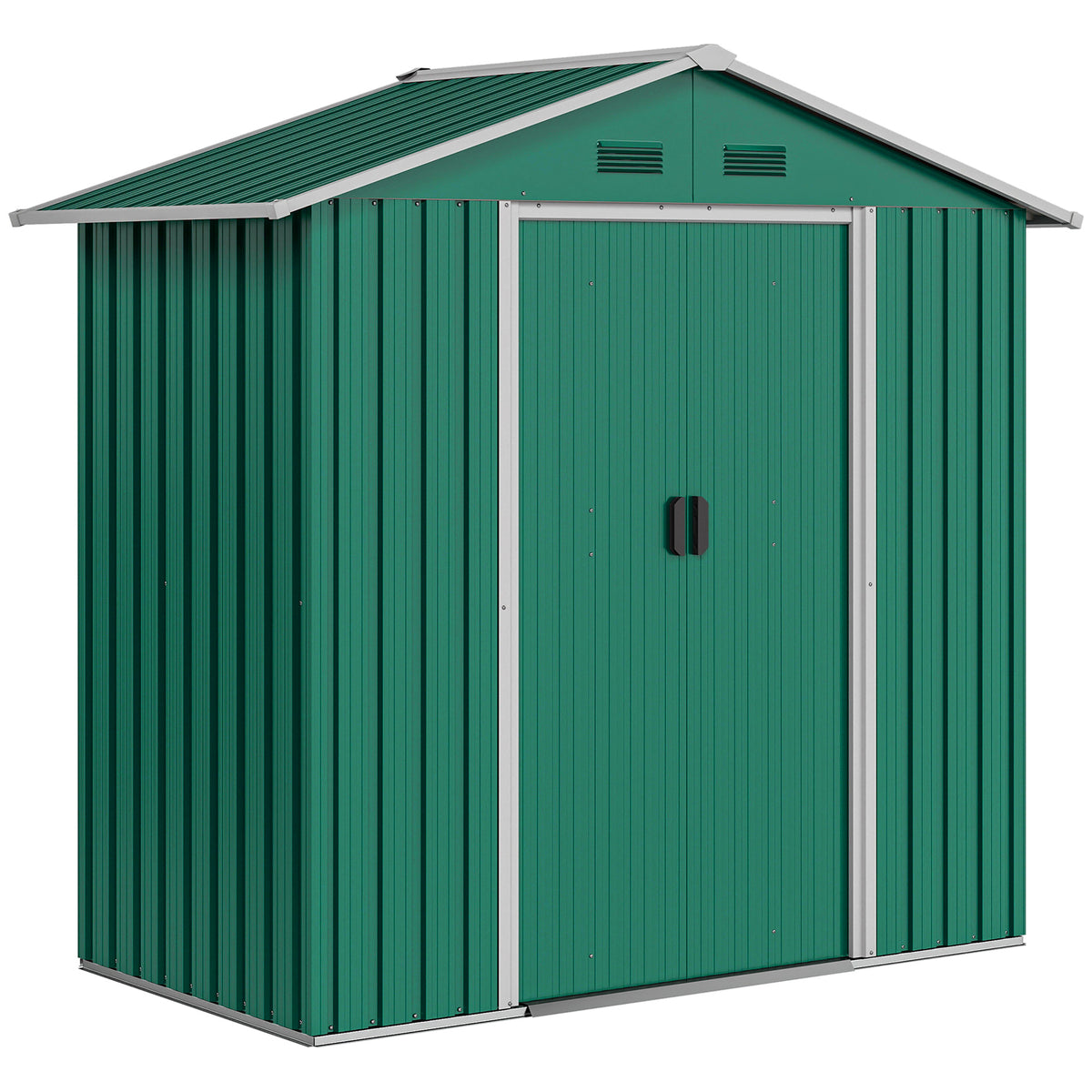 6.5ft x 3.5ft Metal Garden Storage Shed for Outdoor Tool Storage with Double Sliding Doors, Green
