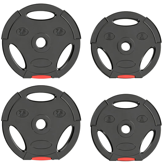 Weight Plates Set, with Two 7.5kg and Two 5kg weights, Black
