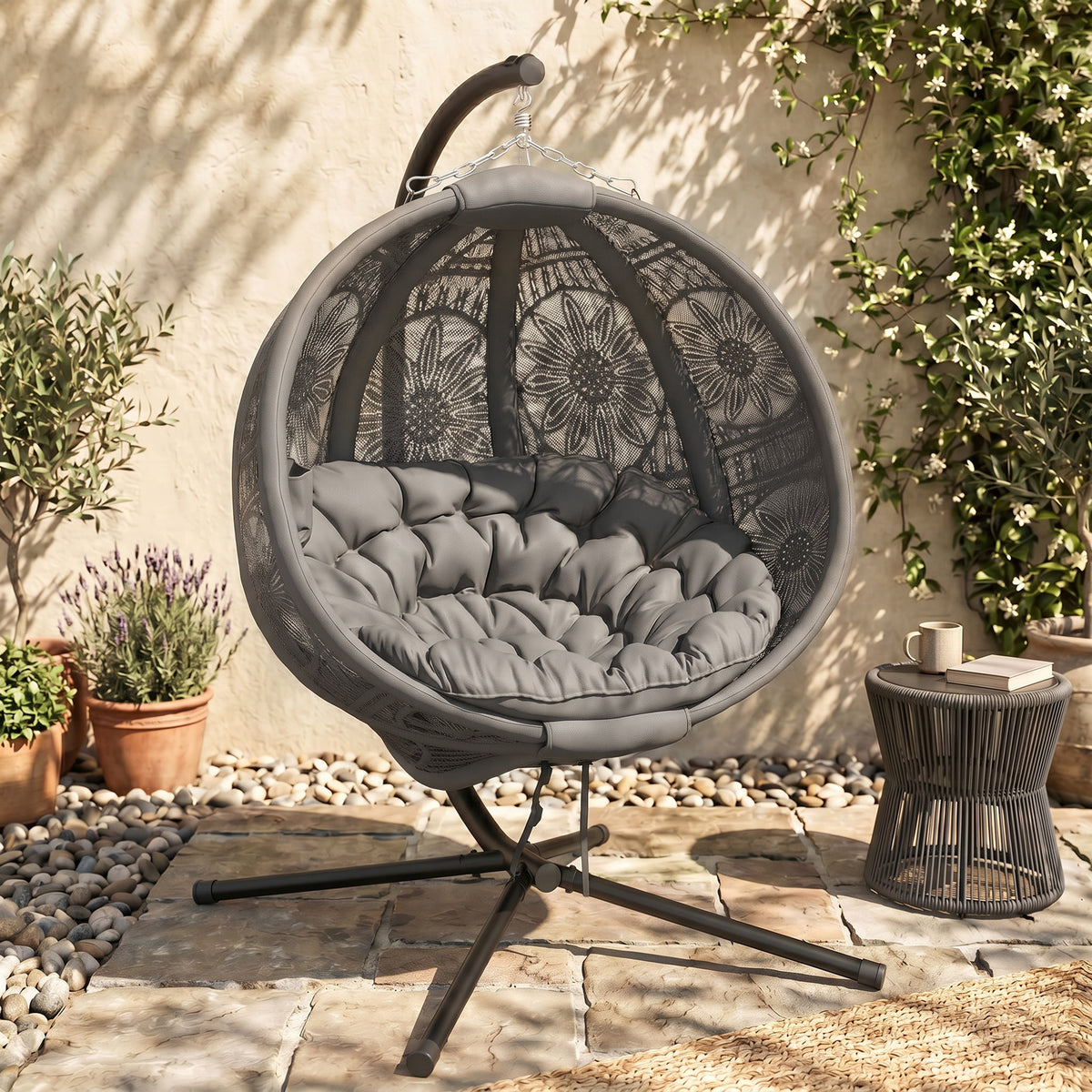 Round Egg Basket Chair, with Steel Stand