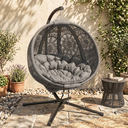 Round Egg Basket Chair, with Steel Stand