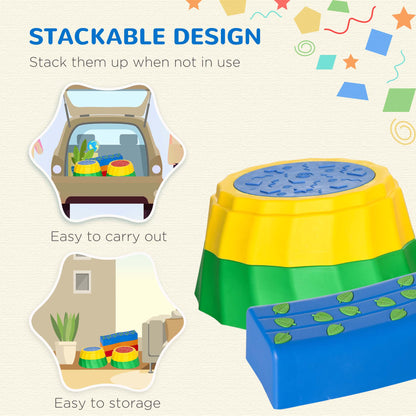 Eight-Piece Kids Stepping Stones, with Non-Slip Surface & Bottom, for Toddlers - Multicoloured