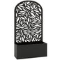 Metal Garden Bed for Garden with Trellis, Wall Mounted or Freestanding Raised Planter with Curved Privacy Screen
