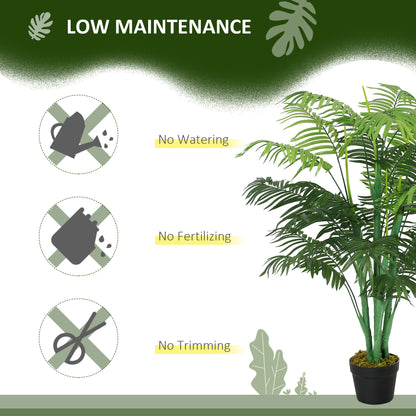 125cm/4FT Artificial Palm Plant Decorative Tree with Nursery Pot, Fake Plastic Indoor Home Office Décor, Green