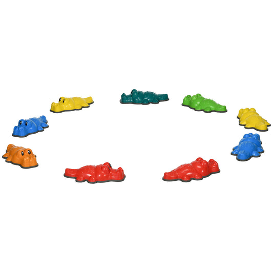 9PCs Kids Stepping Stones, Crocodile-Designed Sensory Toys, with Anti-Slip Edge Balance River Stones