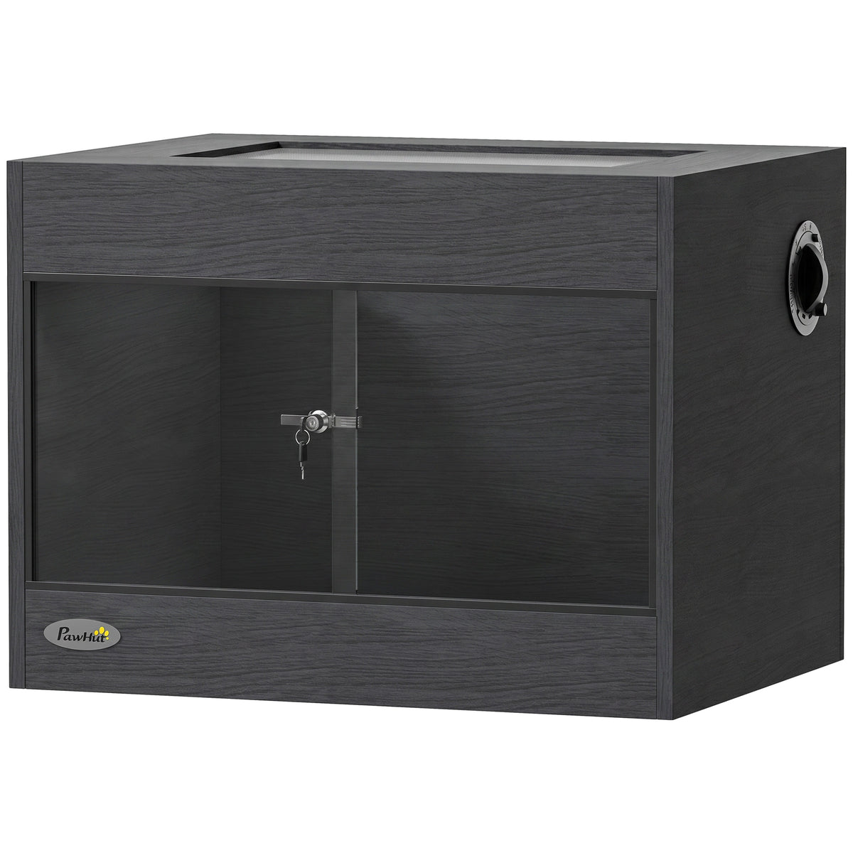 Reptile Terrarium, Reptile Vivarium with Glass Doors, Secure Lock, Top Ventilation for Snake, Gecko, 60x45x45cm, Black