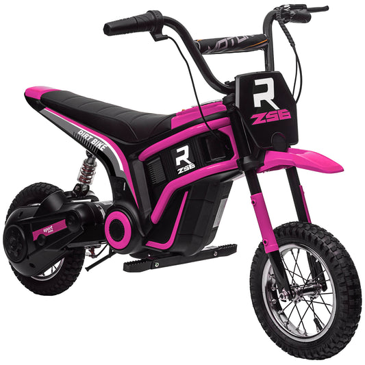 24V Electric Motorbike with Twist Grip Throttle, Music, Horn, 12" Pneumatic Tyres, 16km/h Max Speed - Pink