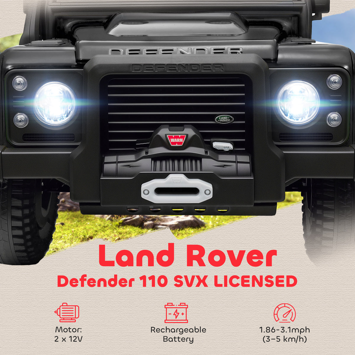 Kids Ride On Car with Remote Control, Music, Horn, 4 Spring Suspension Wheels, LED Lights for 3-5 Years Old