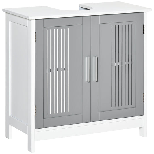 Modern Under Sink Cabinet with 2 Doors, Bathroom Vanity Unit, Pedestal Under Sink Design, Storage Cupboard with Adjustable Shelves