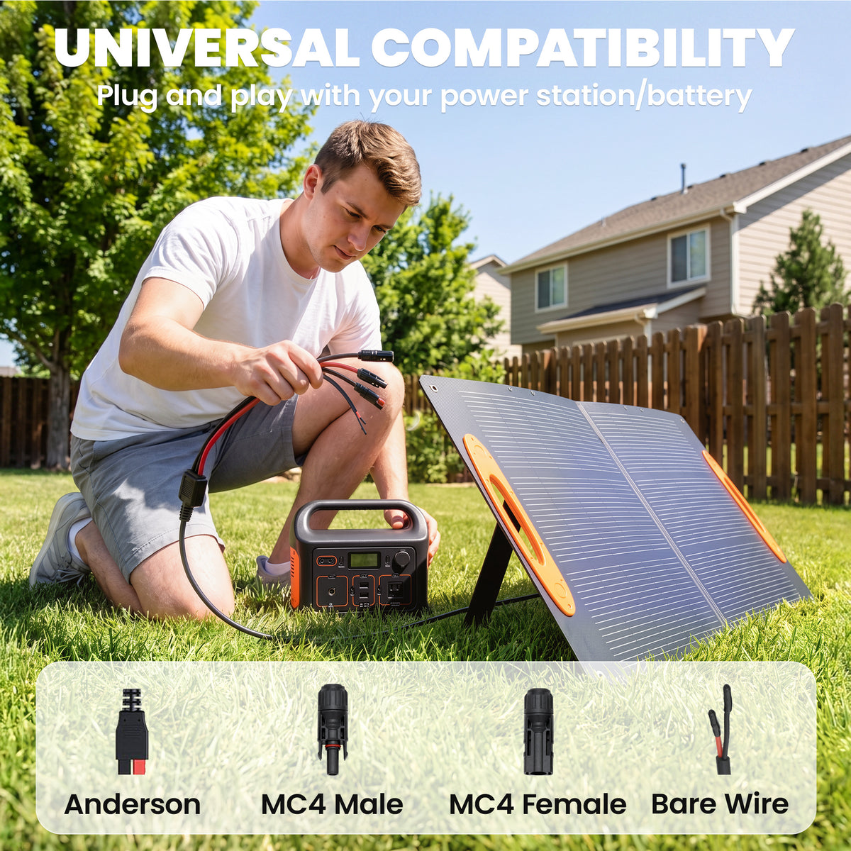 100W Portable Solar Panel, Foldable Solar Charger with USB-A & USB-C Fast Charging Output, IP67 Waterproof for Mobile Phone Power Bank Flashlight Fans Camping Backpacking Hiking