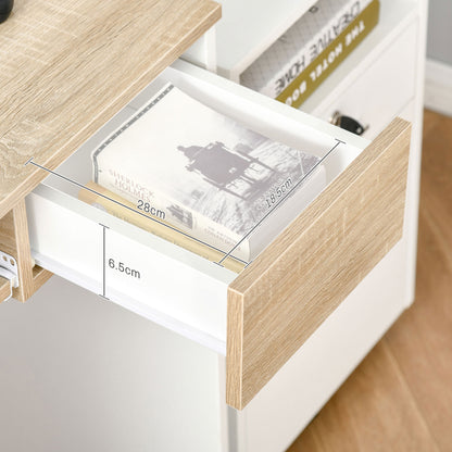 80cm Compact Computer Desk with Keyboard Tray, Home Office Desk with Drawer for Bedroom Study