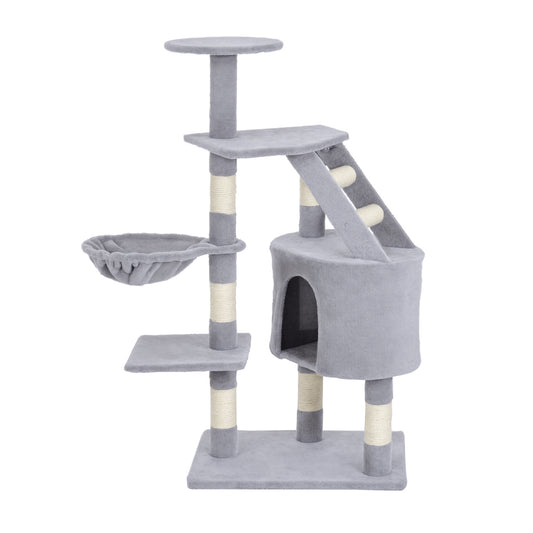 Cat Tree for Indoor Cats Kitten Scratching Post Scratch Scratcher Climb Activity Center Play House Pet Furniture 125cm (Grey)