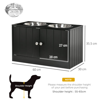 Raised Pet Feeder, with Two Bowls, Storage