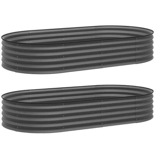 Set of Two 181 x 93cm Steel Planters - Dark Grey