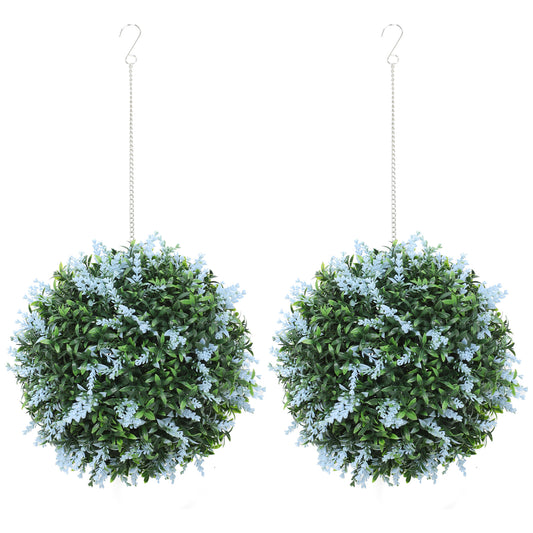 Set of 2 Artificial Plant Topiary Balls, UV-protected Fake Decorative Plants