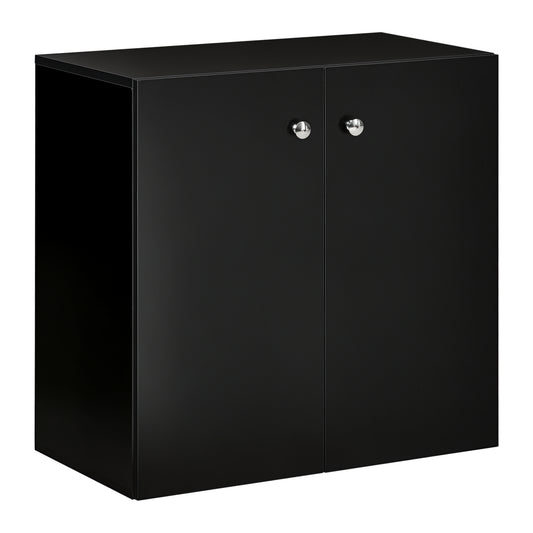 2 Tier Bookcase, Wooden Storage Cabinet with 2 Doors, Freestanding Sideboard for Living Room, Home Office and Study