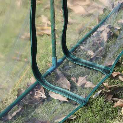 Mini Greenhouse, Small Polytunnel Green House with Zipped Doors, Steel Frame for Garden Patio, 300 x 100 x 80cm, Clear