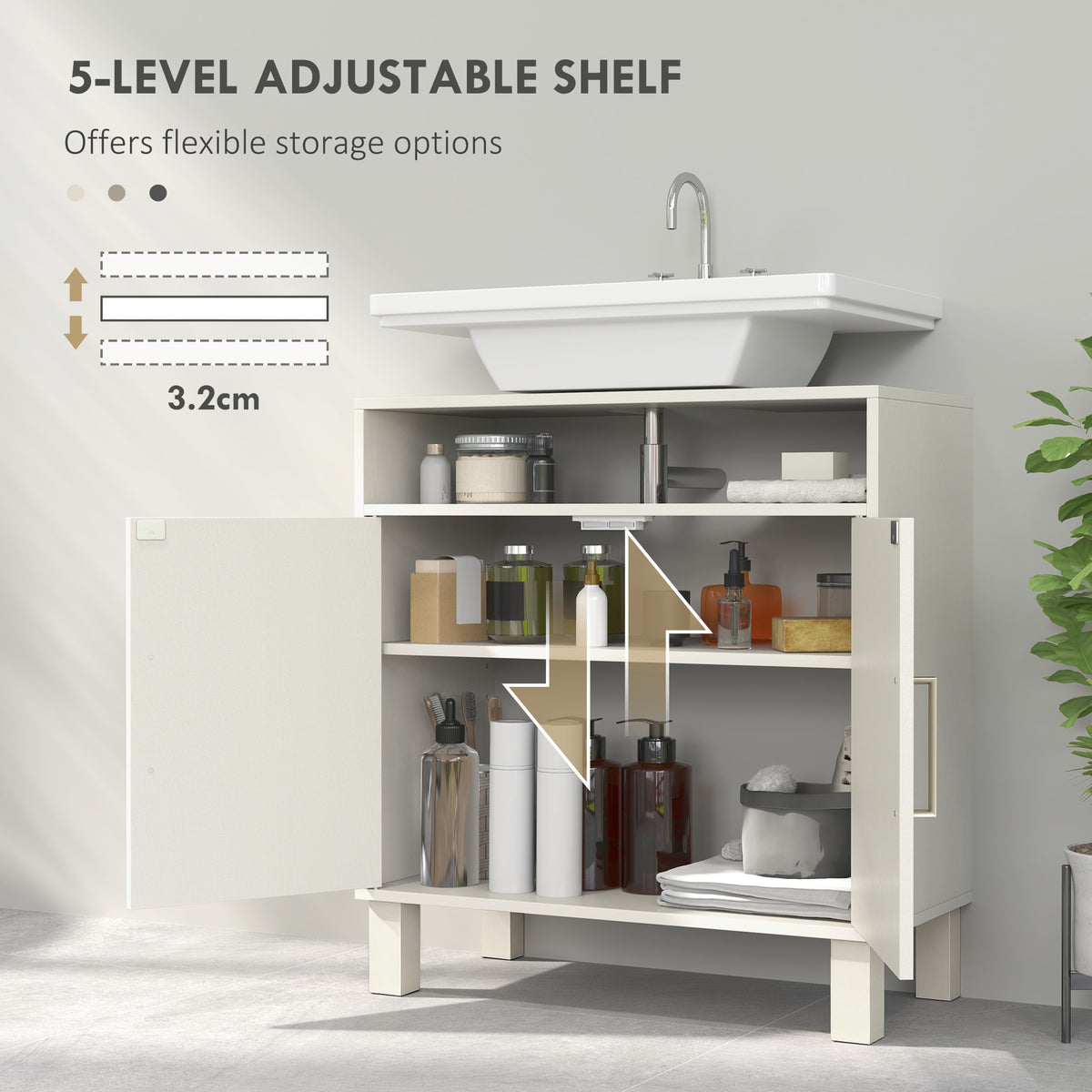 Under Sink Cabinet for Basin without Pedestal - Cream White