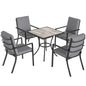 5 Pieces Outdoor Dining Set with Cushions, Garden Dining Set for 4 with Square Table and Stackable Chairs
