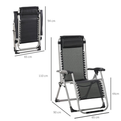 2pc Reclining Zero Gravity Sun Loungers, Folding Chaise Lounge Chair with Cushions