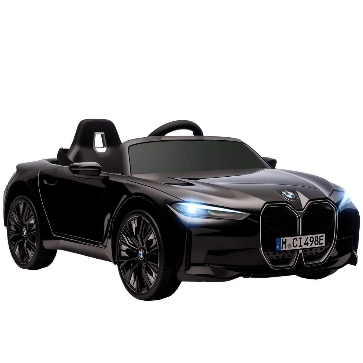 BMW i4 Licensed 12V Kids Electric Ride-On Car, with Remote Control, Portable Battery, Music, Horn, Headlights