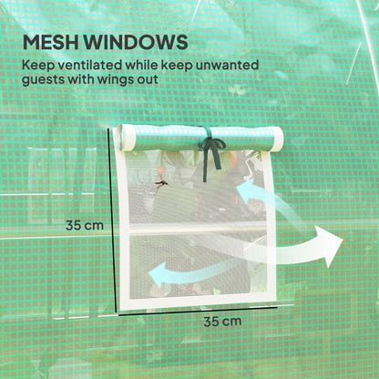 4 x 3 m Polytunnel Greenhouse, with Windows and Doors - Green