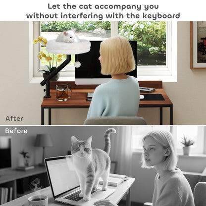 Cat Desk Bed, Cat Hammock 360° Rotatable Adjustable for Window, Table, Work